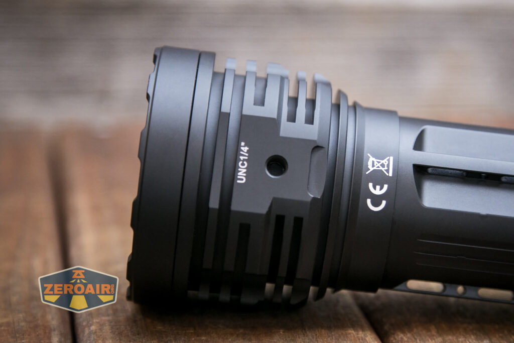 Acebeam X50 CRI flashlight showing tripod hole