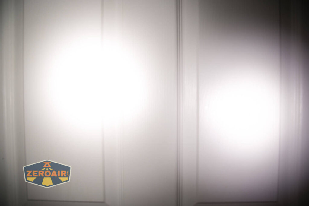 beamshots on door compared to nichia 219b