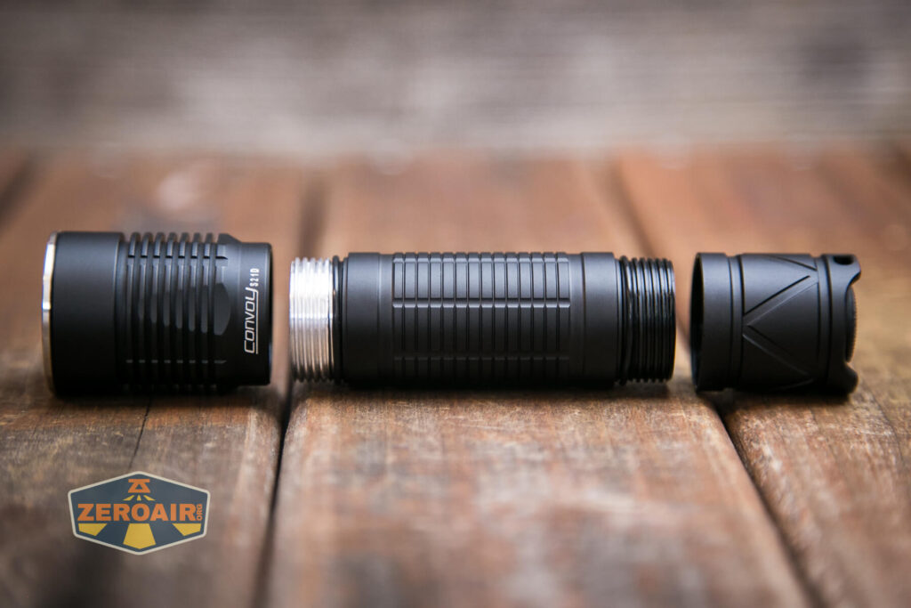 Convoy S21D Nichia 519a Flashlight head and tail off