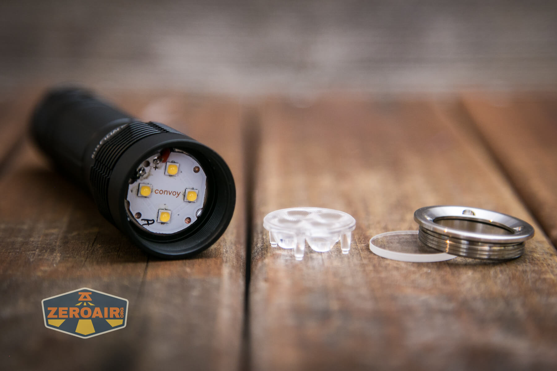 Convoy S21D Nichia 519a Flashlight bezel removed