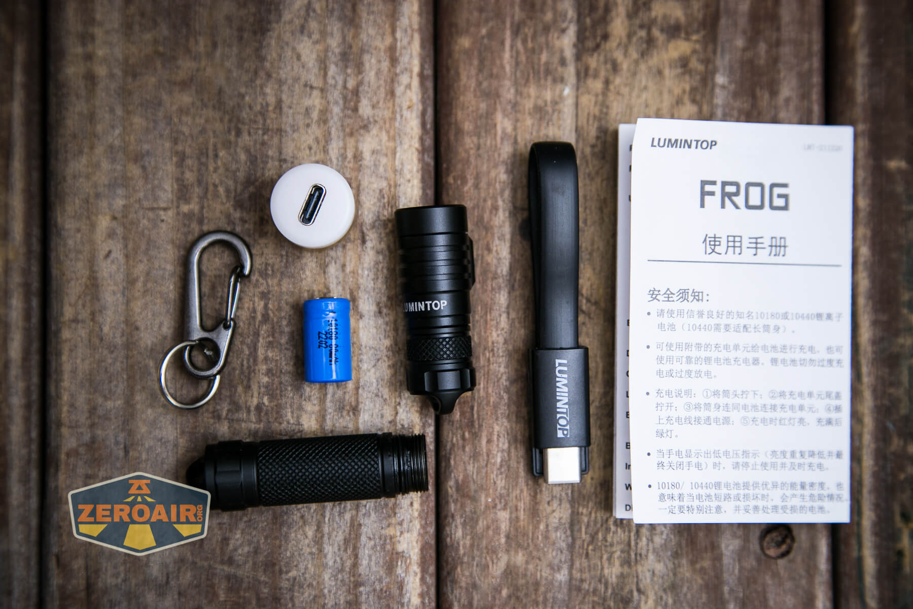 Lumintop Frog Keychain flashlight what's included