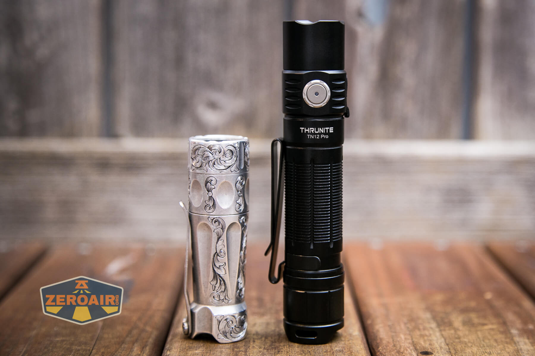 Thrunite TN12 Pro flashlight beside torchlab boss 35