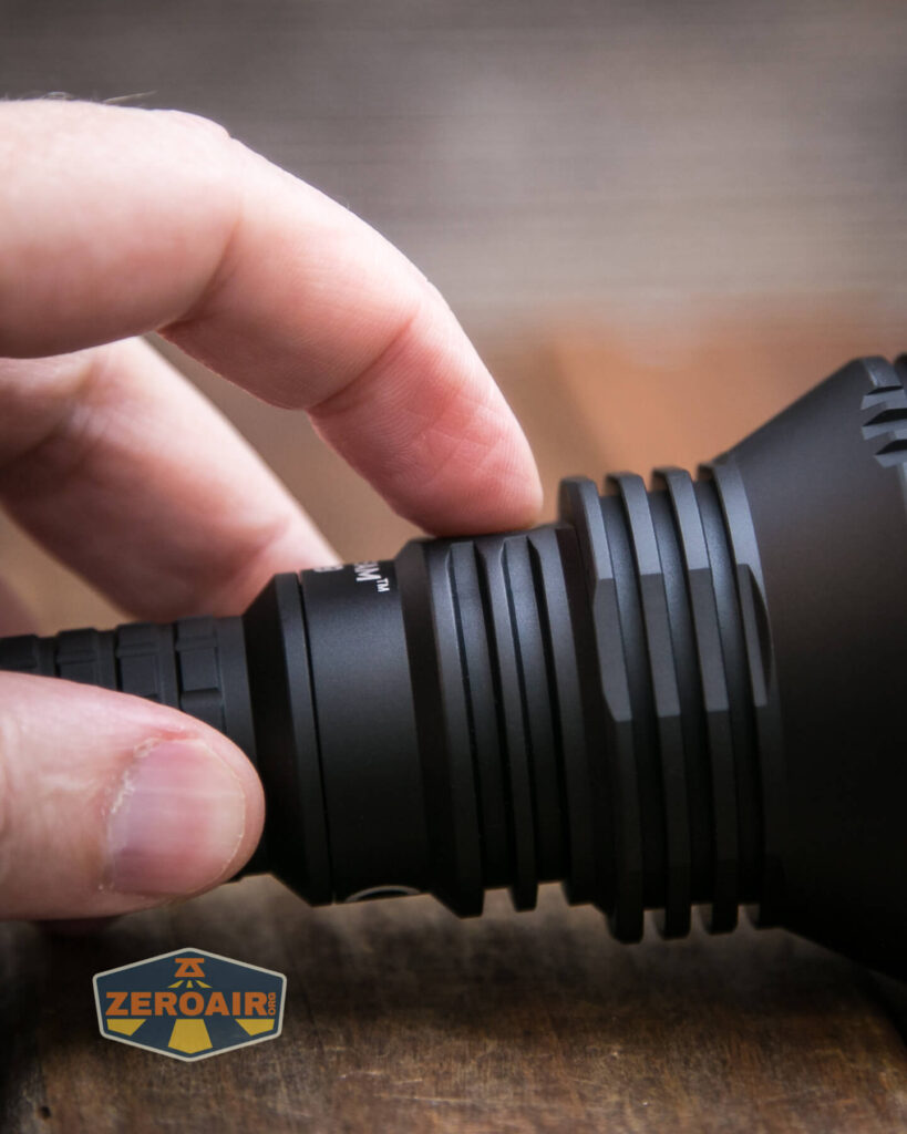 Acebeam L19 V2.0 flashlight e-switch actuation