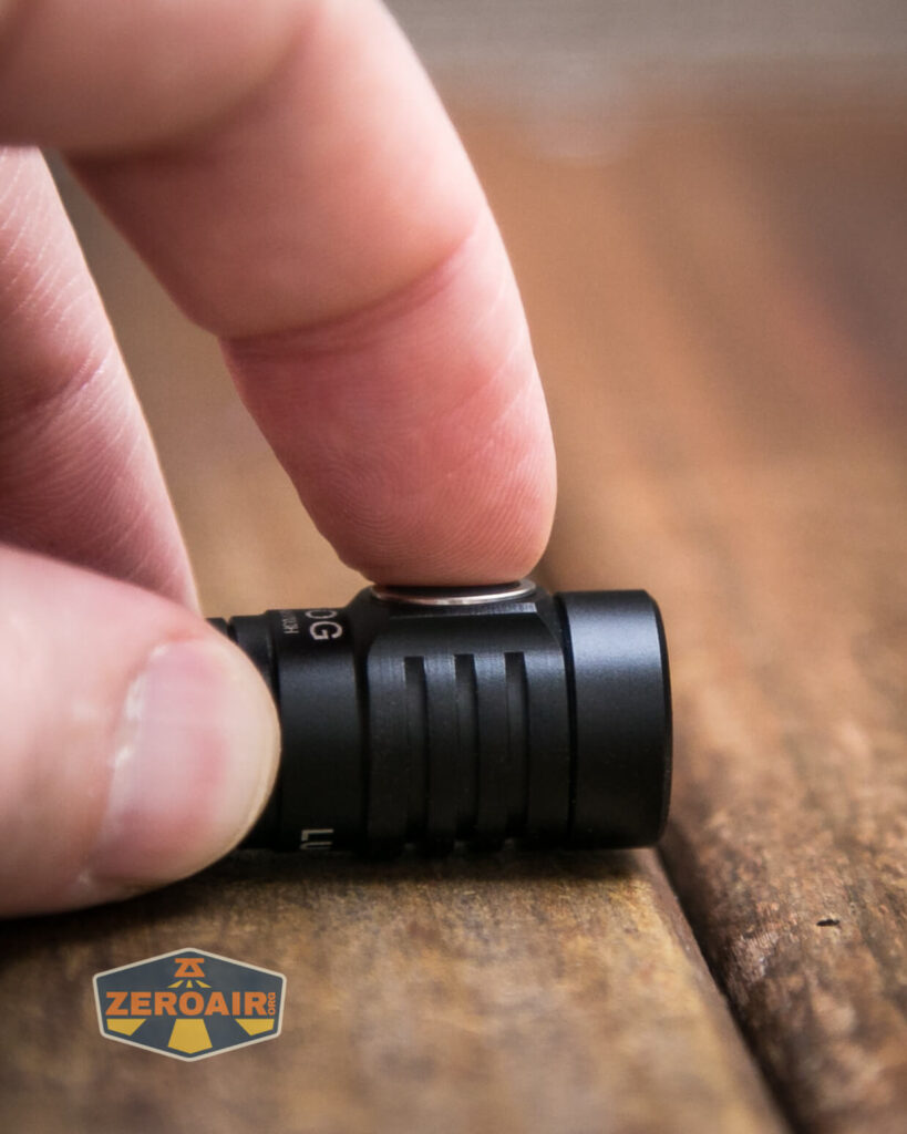Lumintop Frog Keychain flashlight e-switch actuation