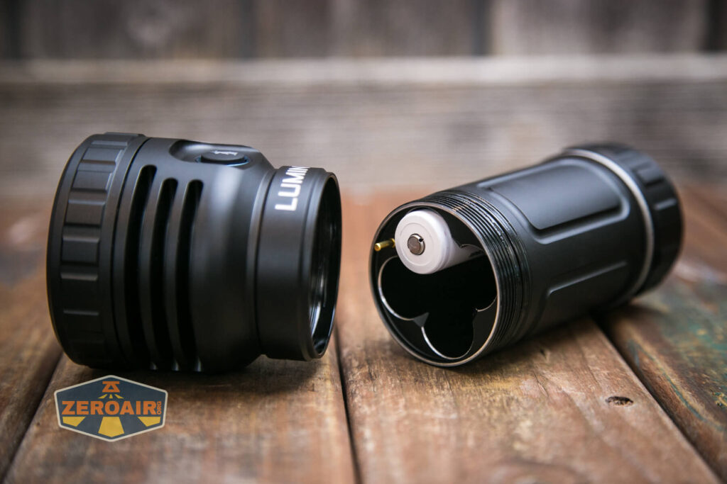 Lumintop Thor Pro LEP and LED flashlight better cell installed the right way