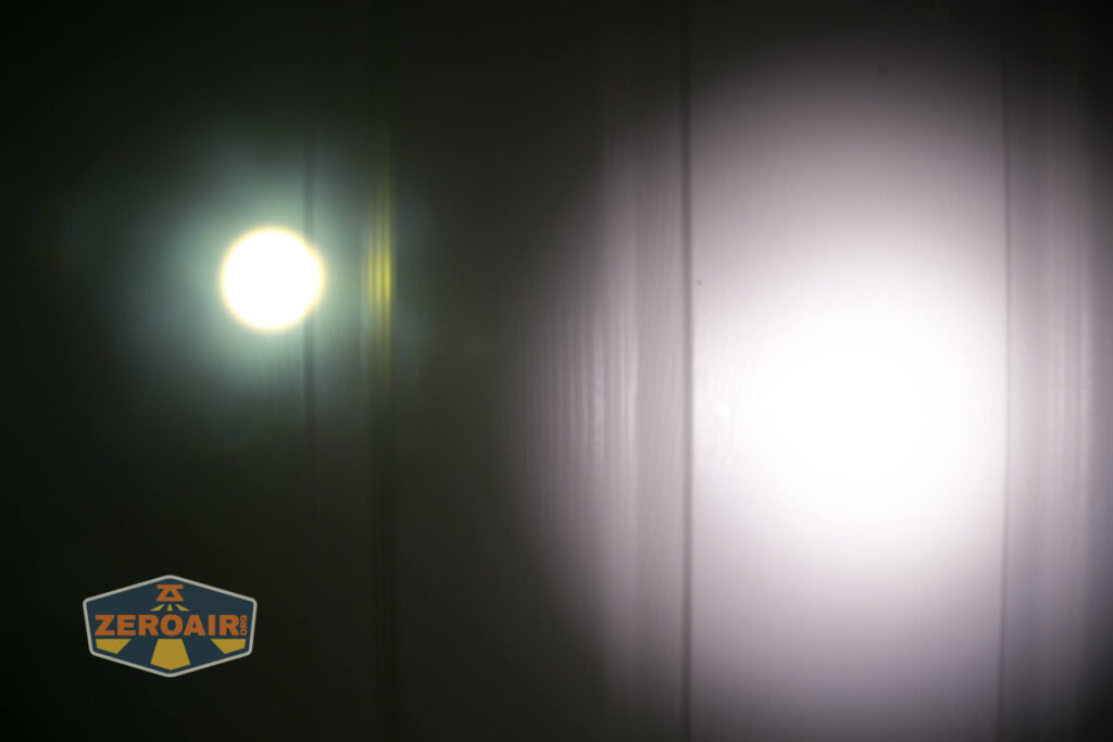 Lumintop Thor Pro LEP and LED flashlight beamshots on door compared to nichia 219b