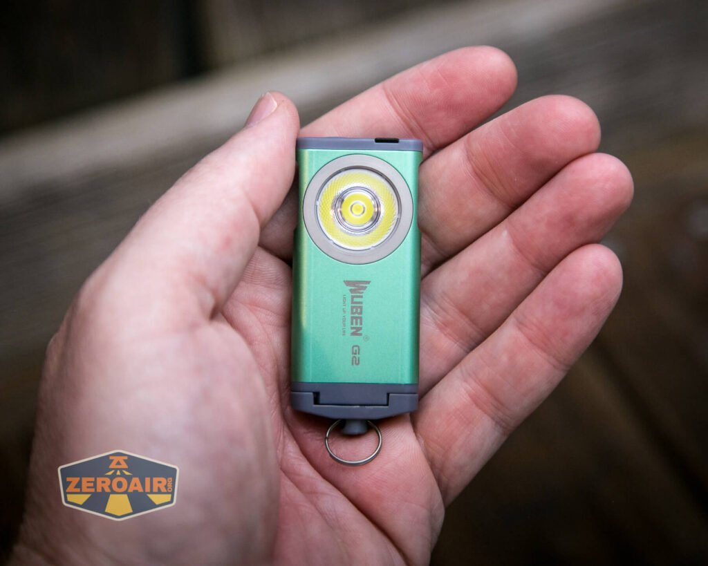 WWuben G2 keychain flashlight in hand