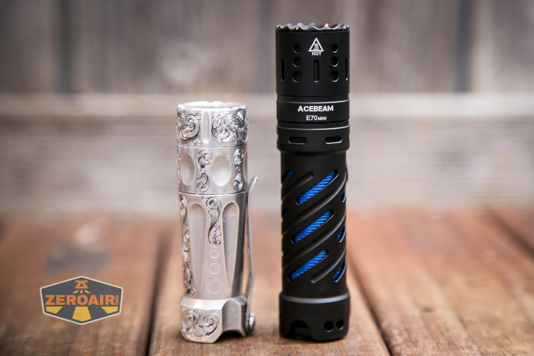 Acebeam E70 Mini flashlight beside torchlab boss 35