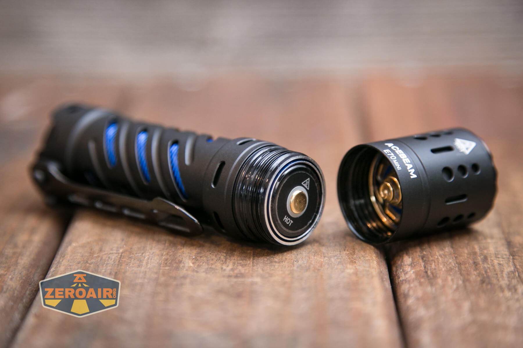 Acebeam E70 Mini flashlight 18650 installed