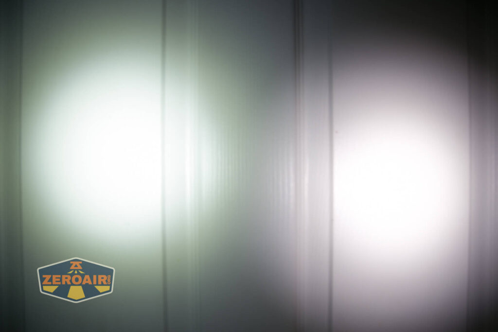 beamshots on door compared to nichia 219b