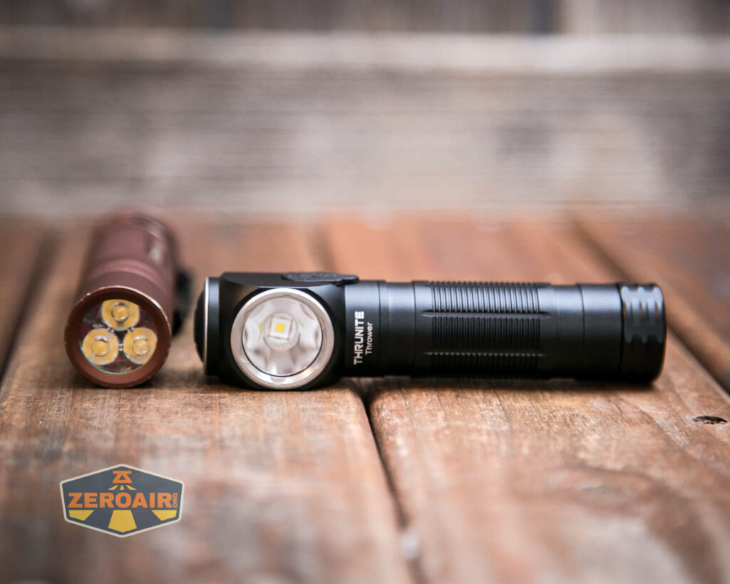 Thrunite Thrower Headlamp beside the Convoy S2+ flashlight