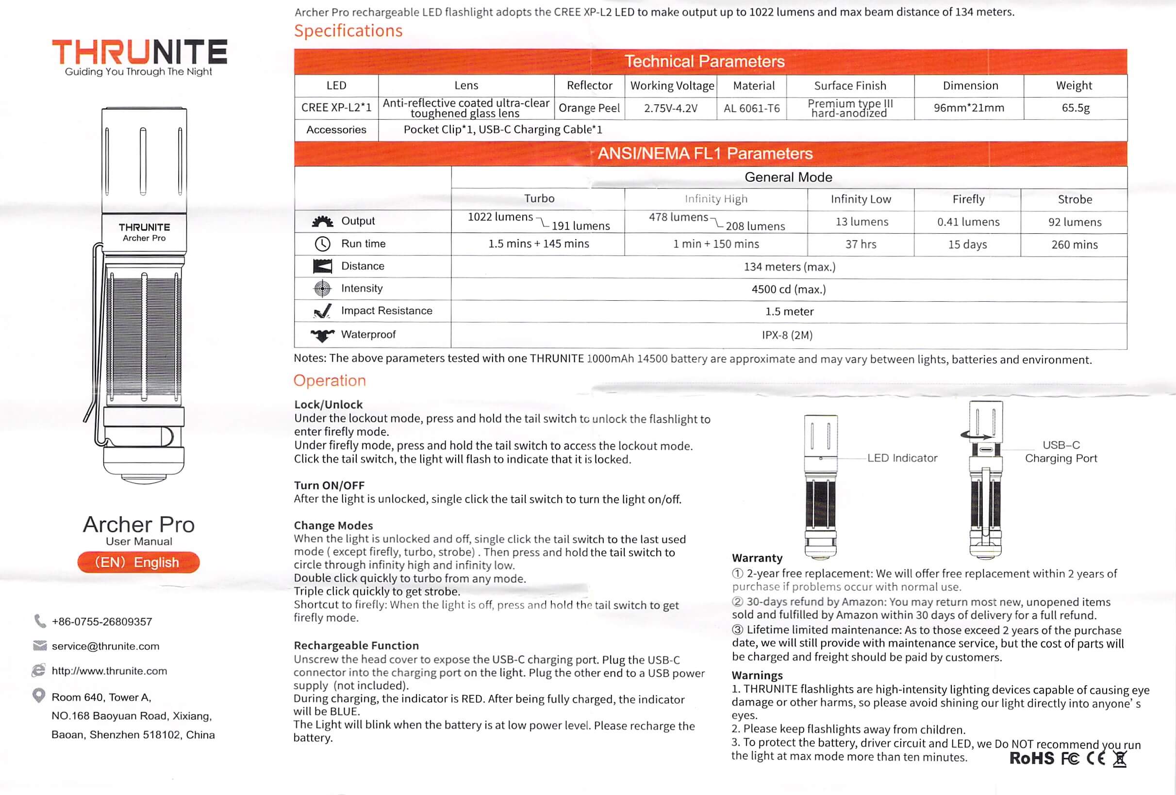 Thrunite Archer Pro flashlight manual