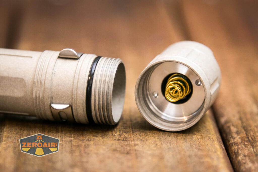 Cyansky P25 V2 flashlight tailcap off