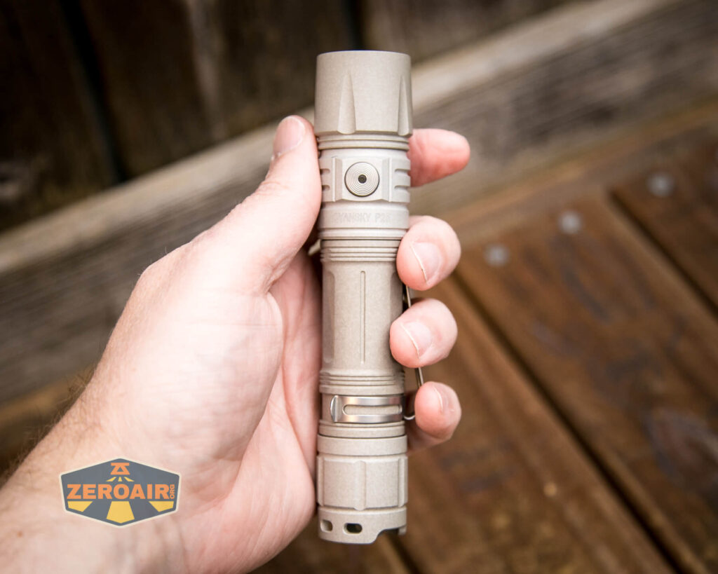 Cyansky P25 V2 flashlight in hand
