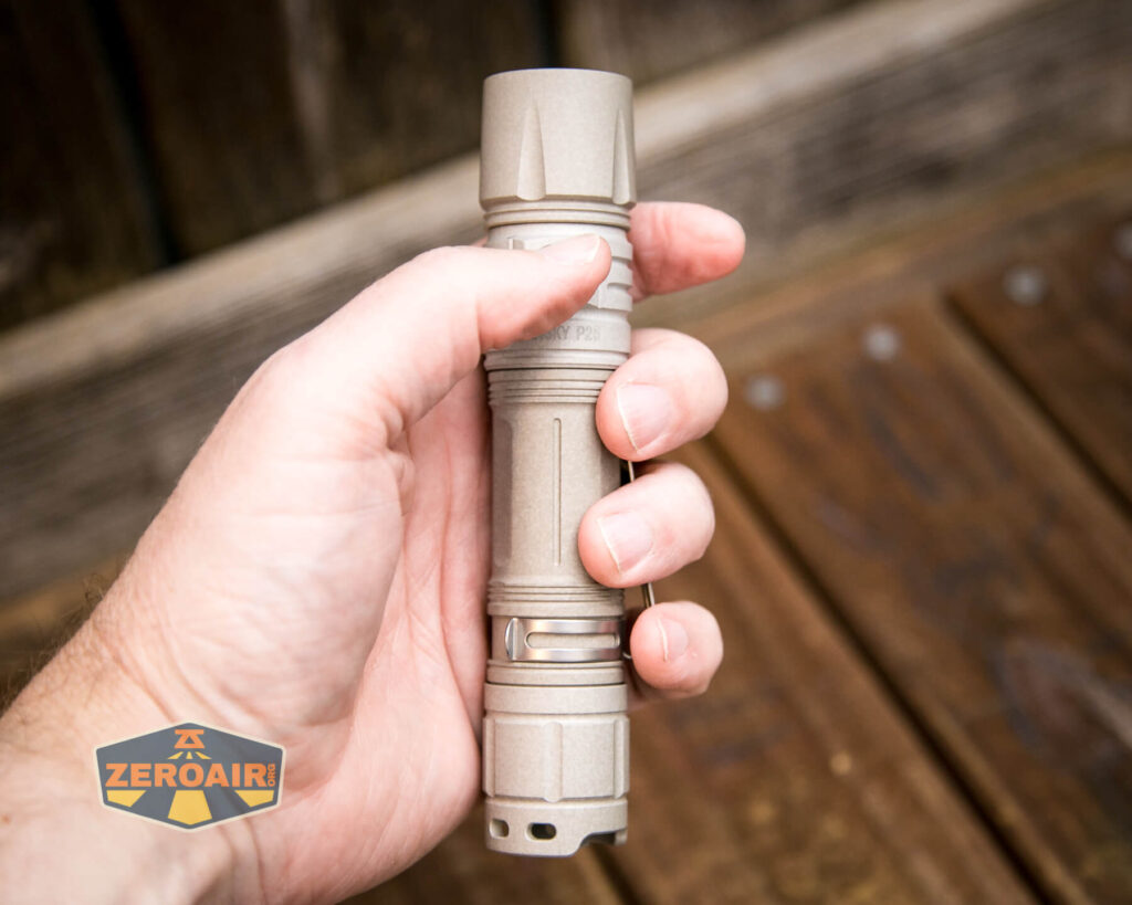 Cyansky P25 V2 flashlight in hand