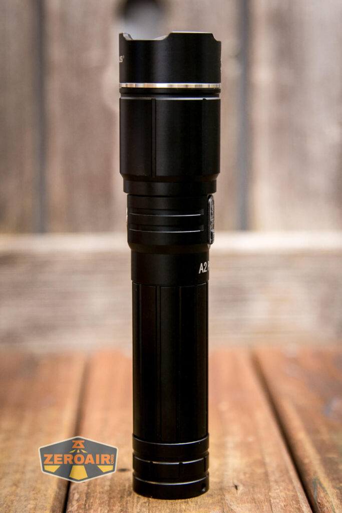 Klarus A2 Pro Zoomable flashlight tailstanding