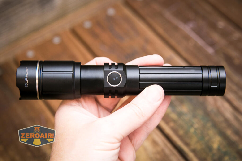 Klarus A2 Pro Zoomable flashlight in hand