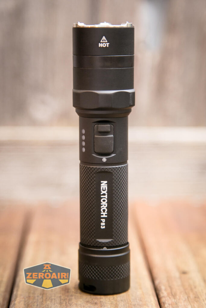 Nextorch P83 flashlight tailstanding showing all sides