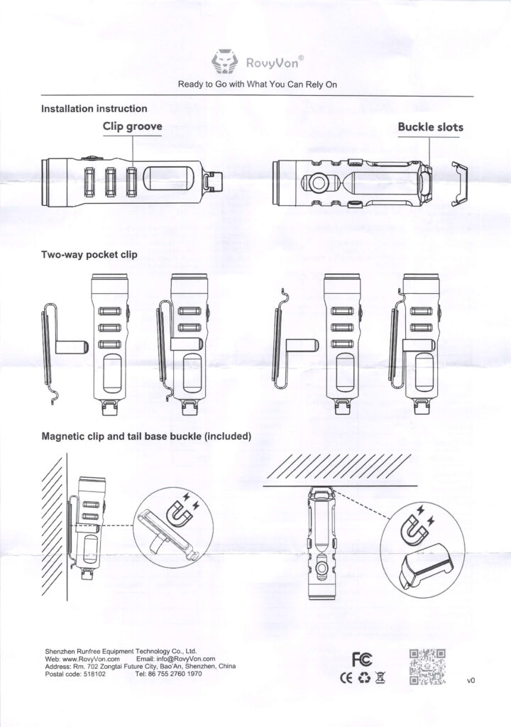 RovyVon A8U keychain flashlight manual