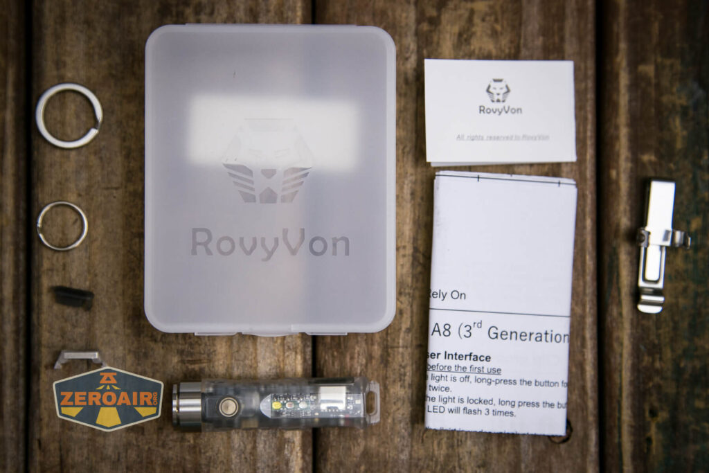 RovyVon Aurora A8 Keychain Flashlight what's included