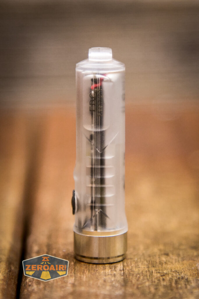 RovyVon A8U keychain flashlight headstanding showing all sides