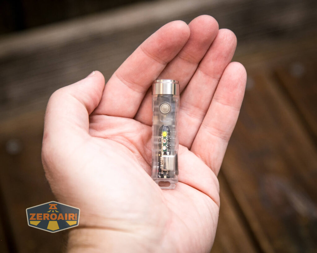 RovyVon A8U Keychain Flashlight in hand