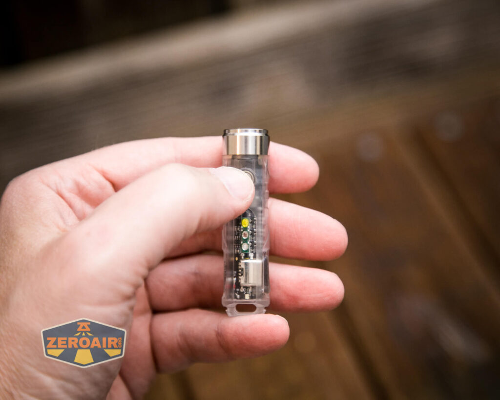 RovyVon A8U Keychain Flashlight in hand