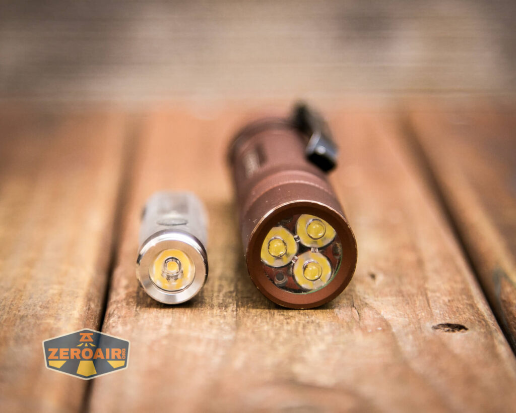 RovyVon A8U keychain flashlight beside the Convoy S2+ flashlight