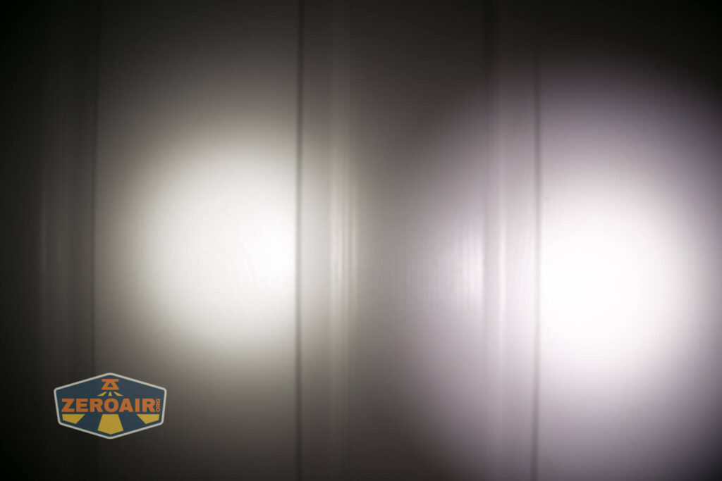 beamshots on door compared to nichia 219b