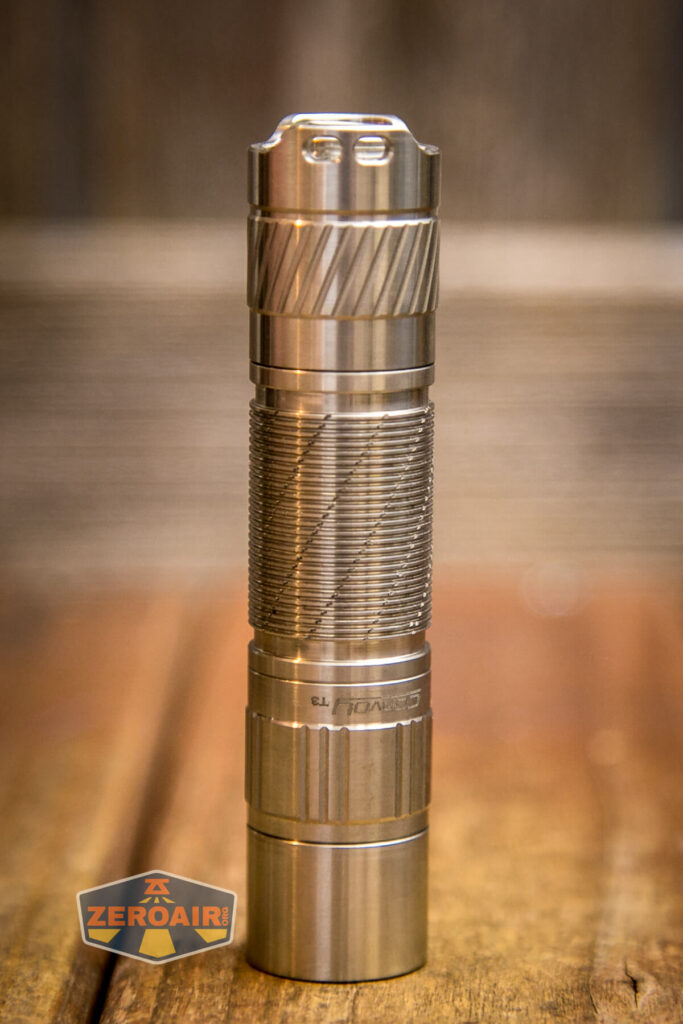 Convoy T3 Titanium flashlight showing all sides