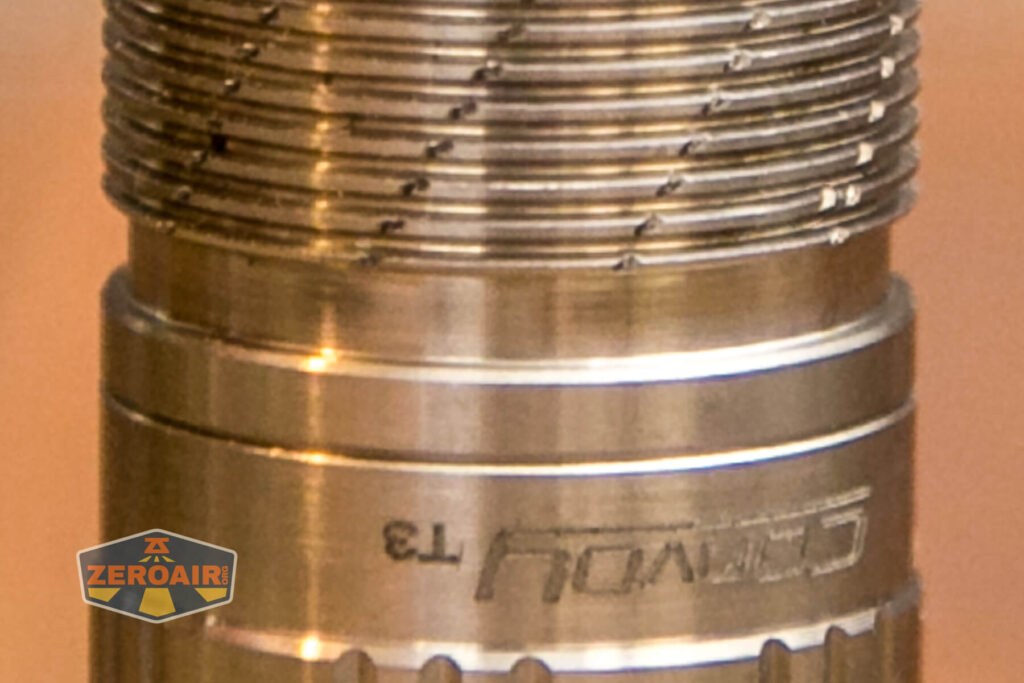 Convoy T3 Titanium flashlight top down views