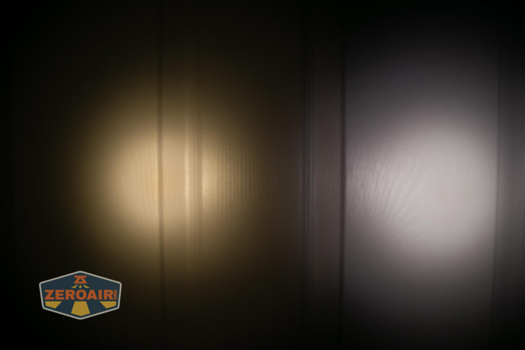 beamshots on door compared to nichia 219b