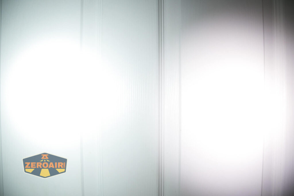 beamshots on door compared to nichia 219b