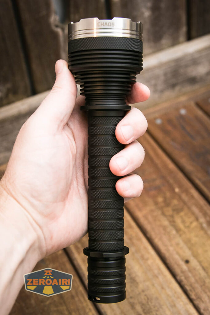 Nightwatch NS59v2 Chaos flashlight in hand