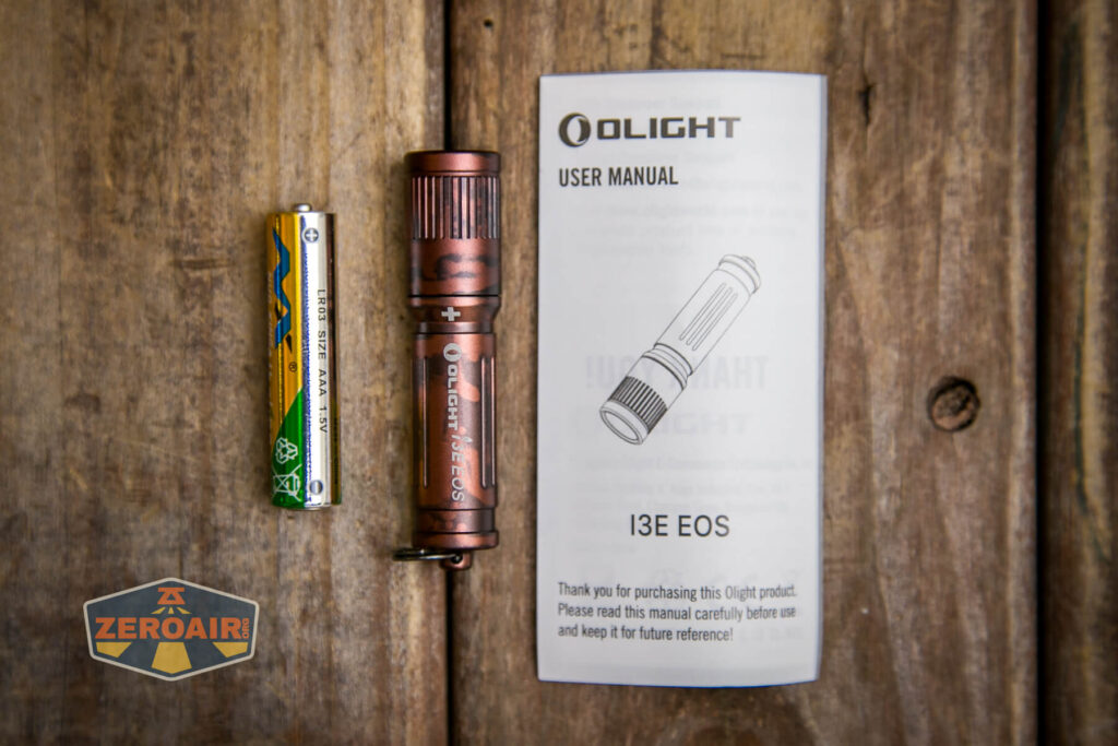 Olight i3E EOS flashlight what's included
