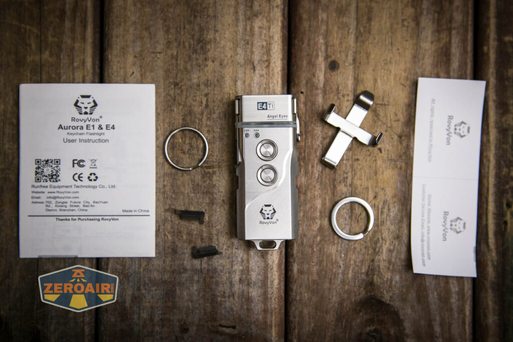 RovyVon Angel Eyes E4Ti flashlight what's included
