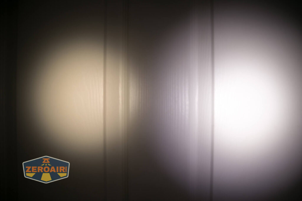 beamshots on door compared to nichia 219b