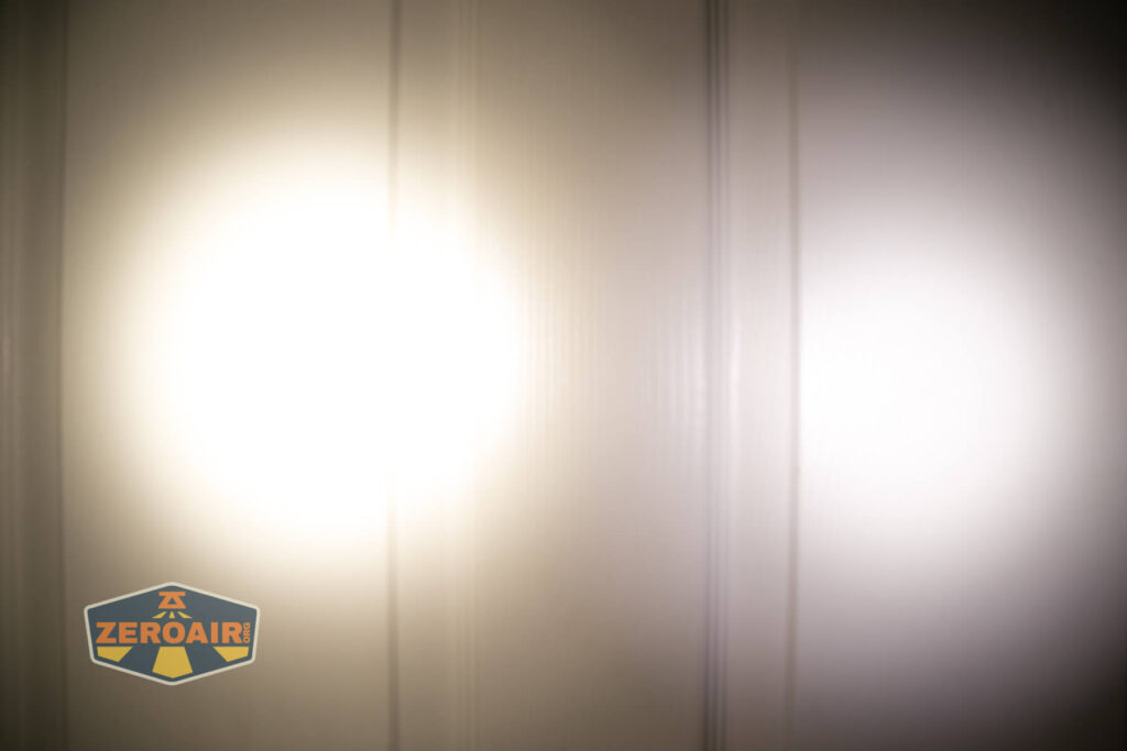 beamshots on door compared to nichia 219b