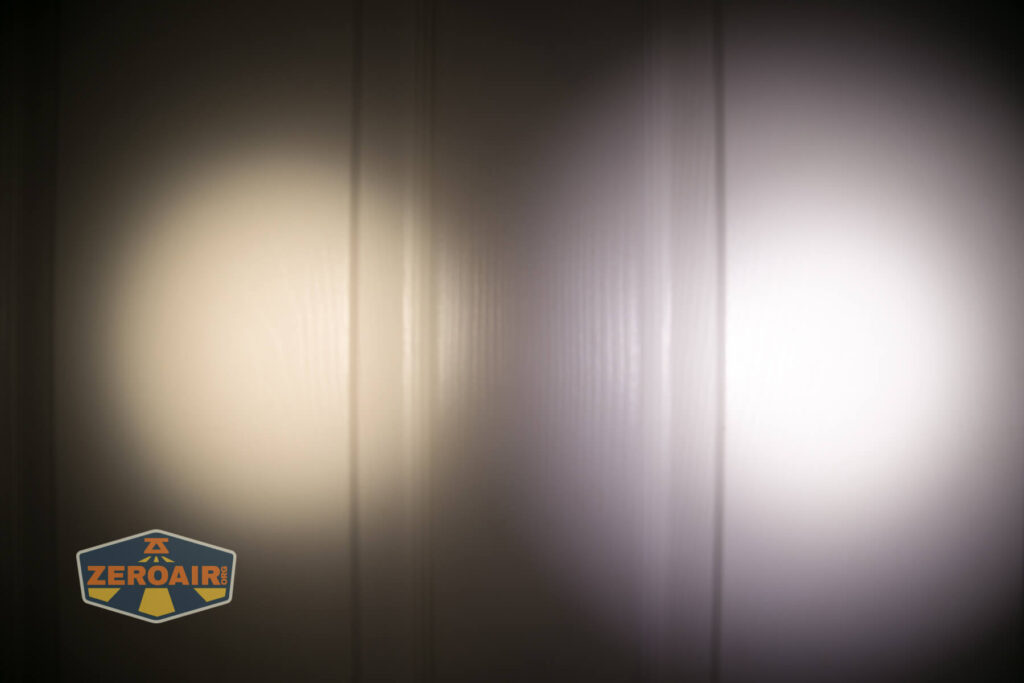 beamshots on door compared to nichia 219b