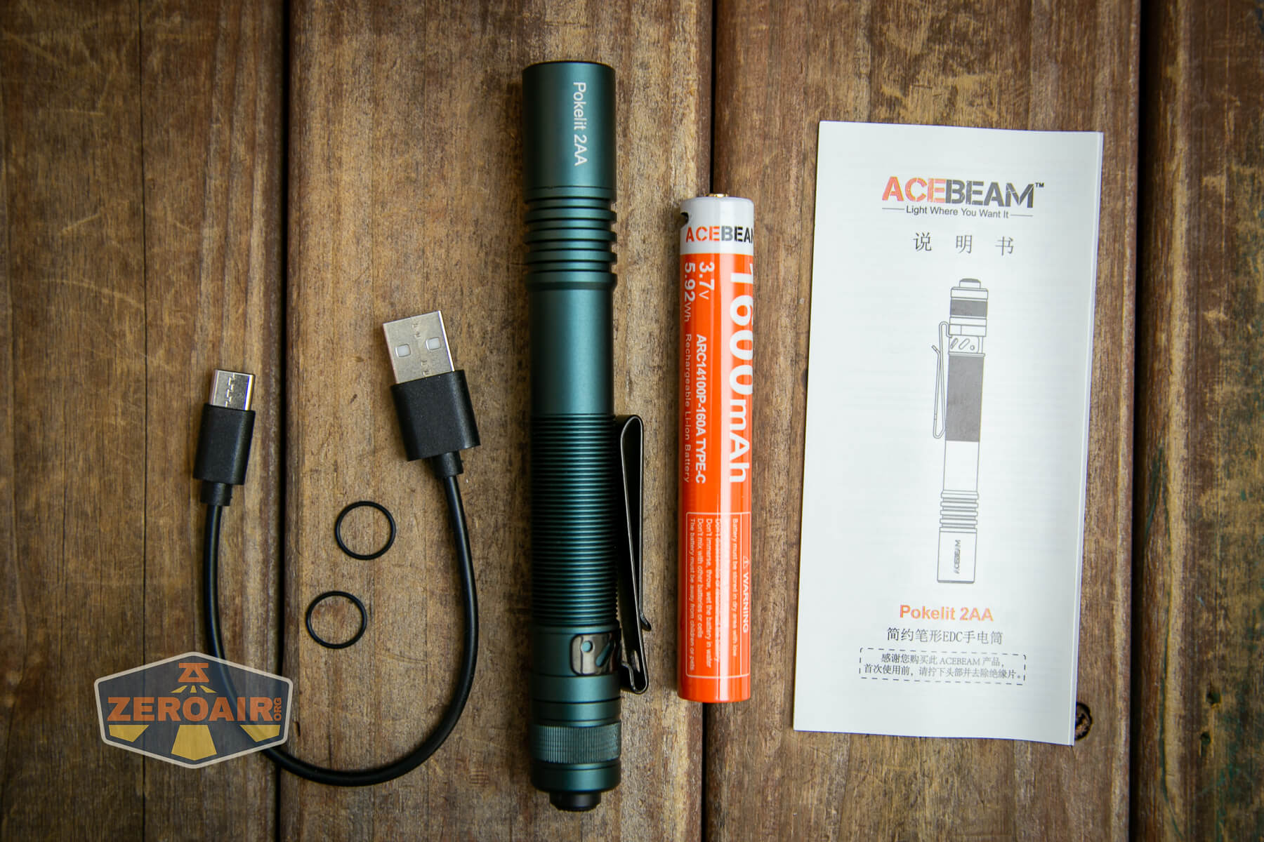 Acebeam Pokelit 2AA flashlight what's included