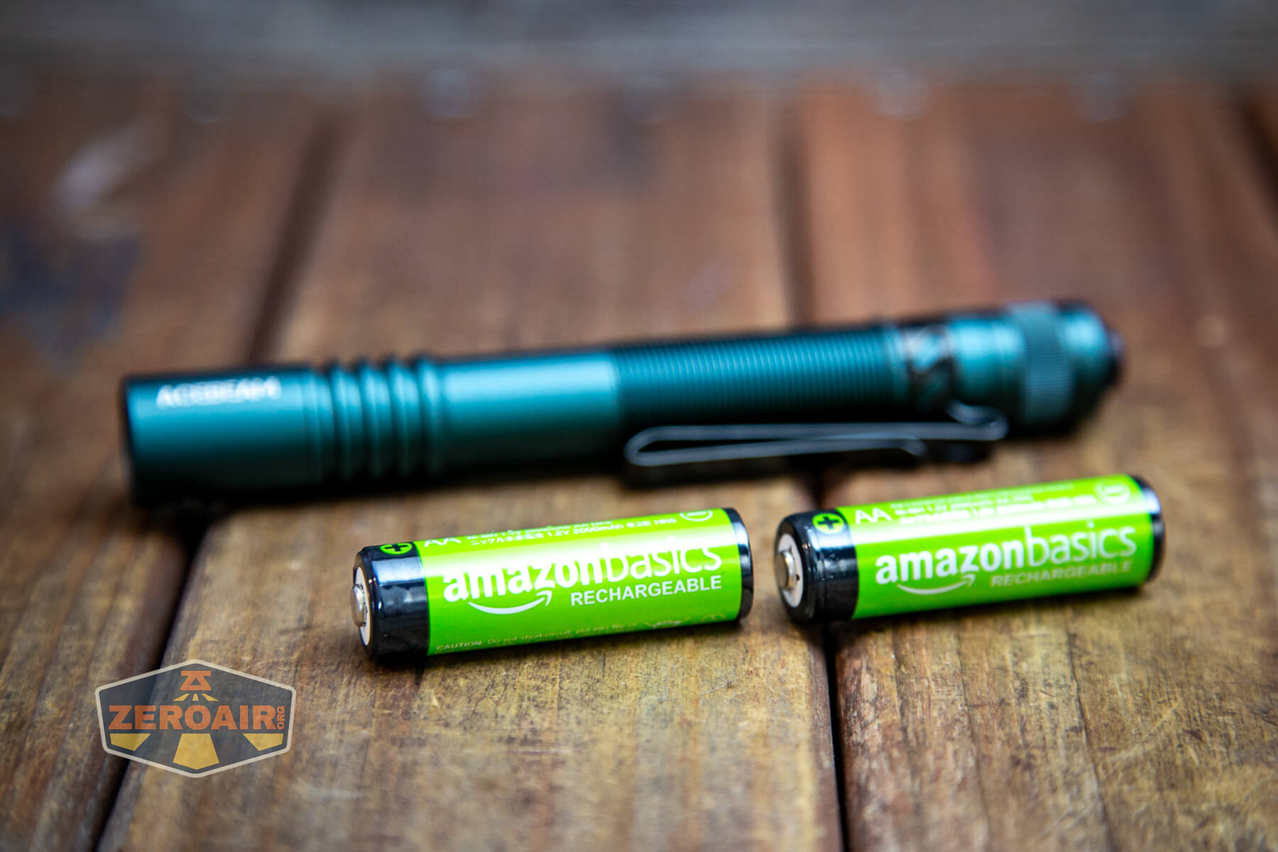 Acebeam Pokelit 2AA flashlight with 2x AA Amazon basics