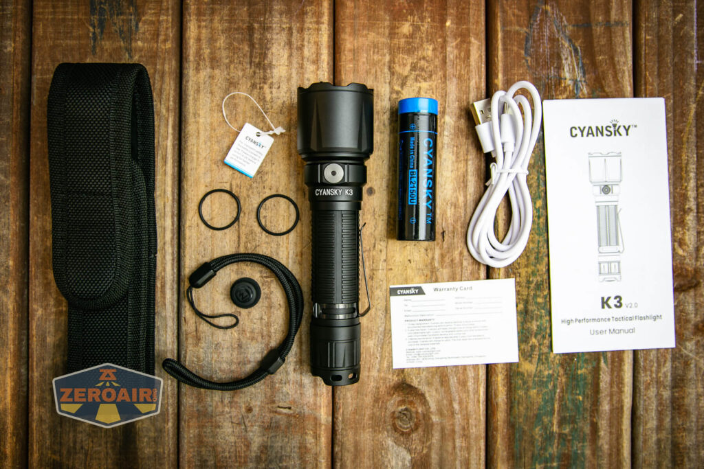 Cyansky K3 V2 flashlight what's included