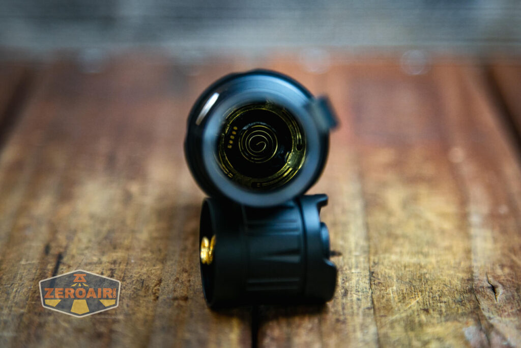 Cyansky K3 V2 flashlight showing spring in the head