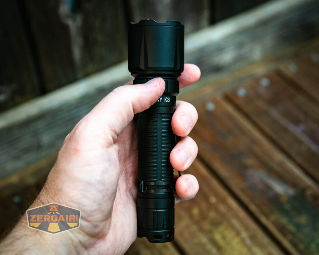 Cyansky K3 V2 flashlight in hand