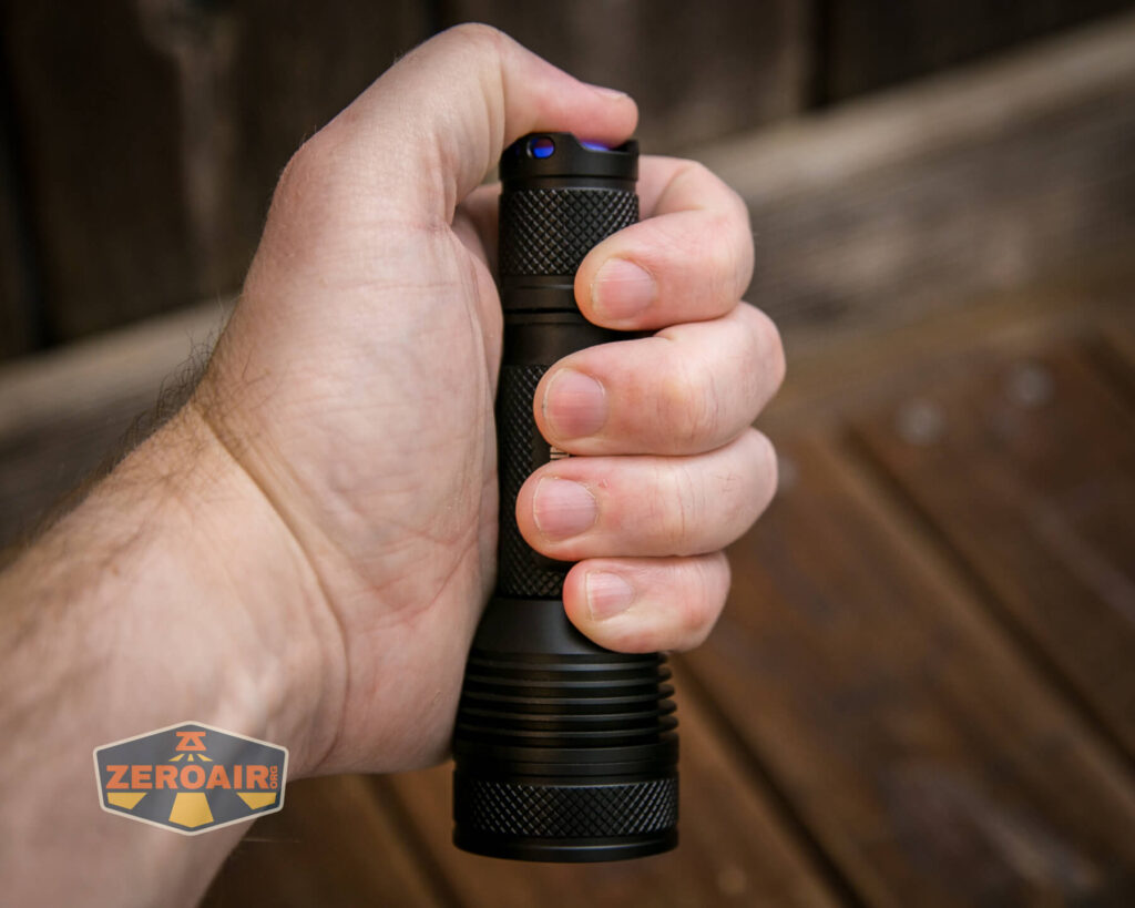 Mateminco X6S flashlight in hand