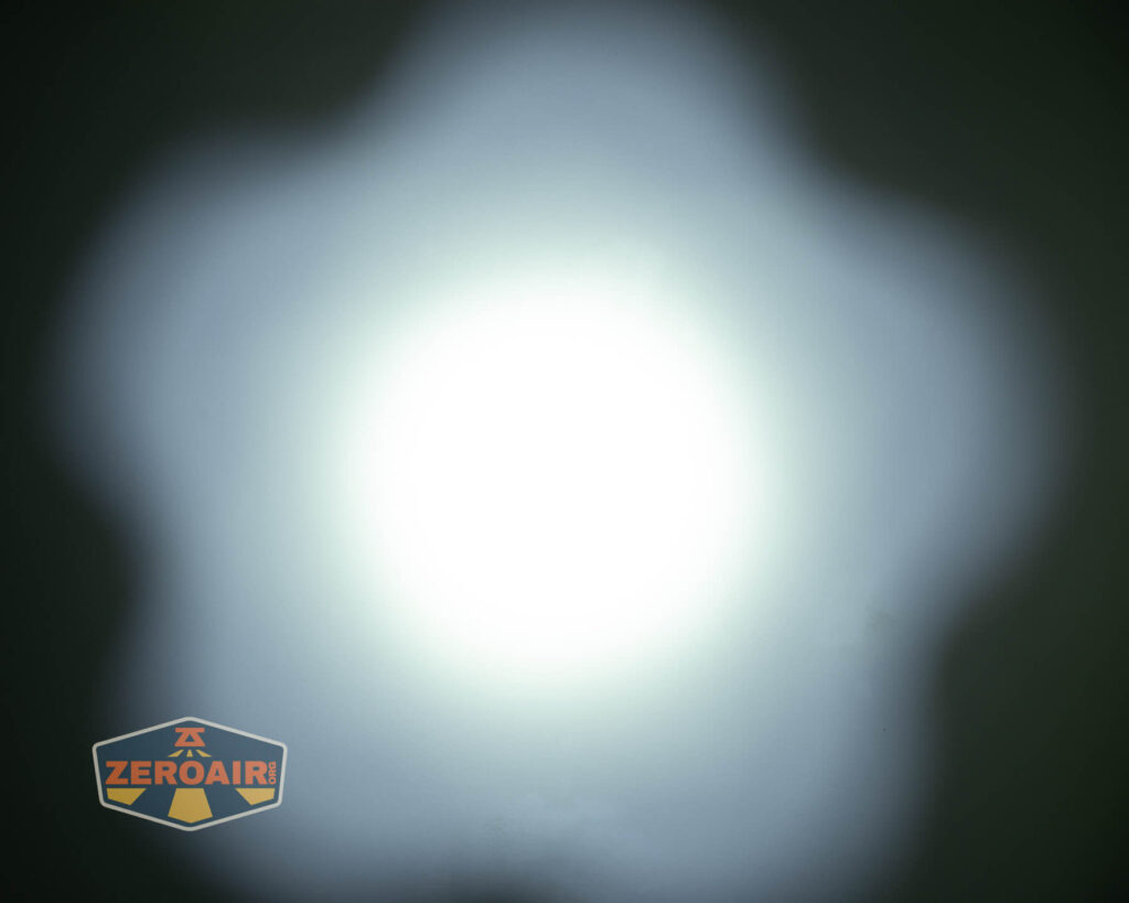 Thrunite BSS V5 flashlight beamshots on ceiling