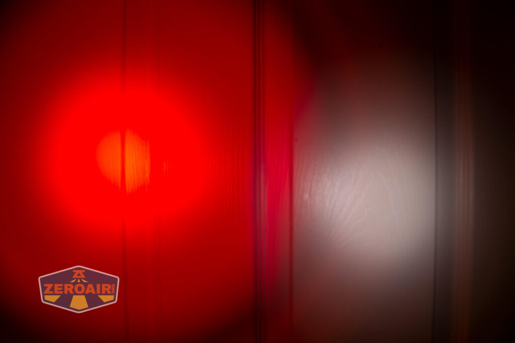 red beamshots on door compared to nichia 219b