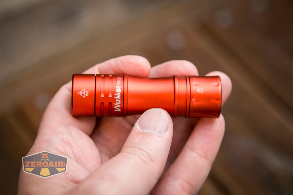 Wurkkos TS10 flashlight in hand