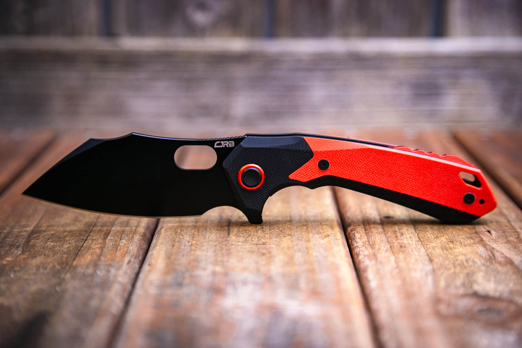 CJRB Caldera G10 knife open non-clip side