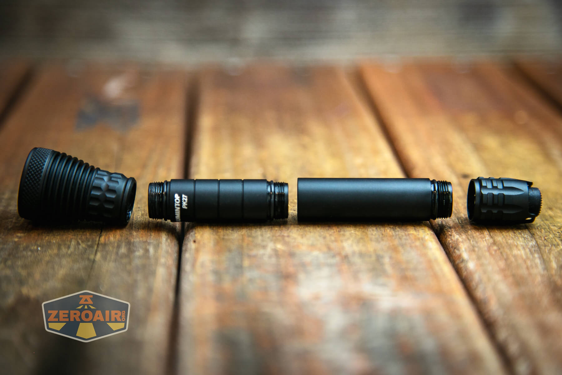 Lumintop PK27 flashlight parts broken down